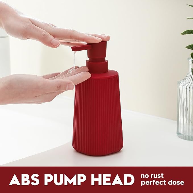 YAUKPH Small Soap Dispenser for Bathroom and Kitchen Matte Red | Modern - Image 3