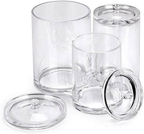 Hipiwe Clear Acrylic Cotton Swab Holder Cotton Round Container, 3 Slots - Image 5
