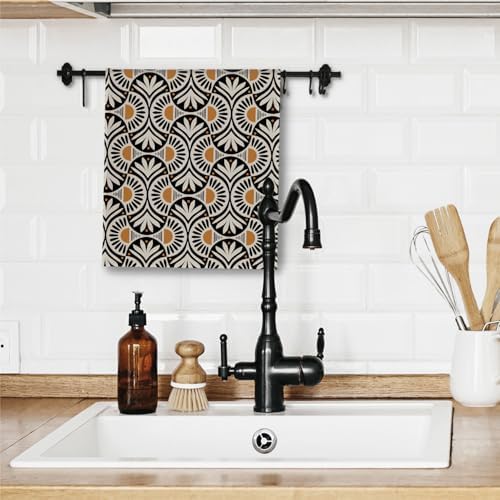 Abstract Boho Floral Kitchen Towels, Mid Century Modern Flower Dish Tea Towels - Image 3