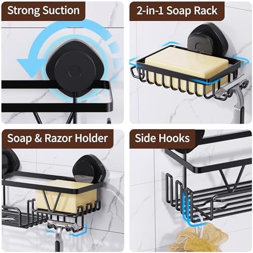 KEGII Shower Caddy Suction Cup, 3 Pack Removable Shower Shelves - Image 3