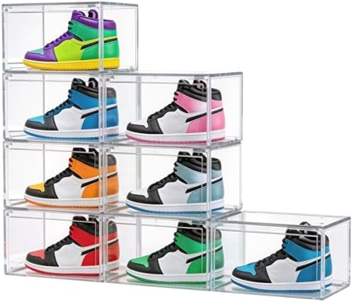 HIYOHIYO 8 Pack Clear Shoe Box Organizer, Large Capacity Fit US Size 14 by HIYOHIYO