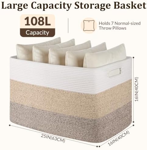 OIAHOMY 108L Extra Large Blanket Basket Dog Toy Basket Gradient Blue - Image 2