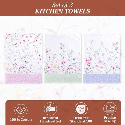 Maison d' Hermine Kitchen Towels Set of 3 Reusable 100% Cotton 27.50" x 20" - Image 2