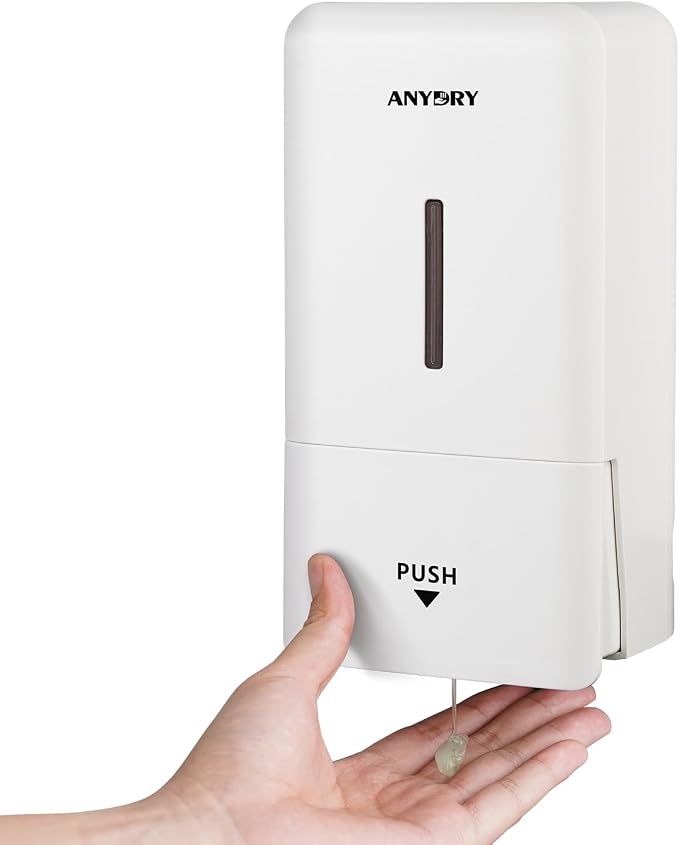 anydry Liquid Hand Soap Dispenser Wall Mounted 27oz Large Capacity White | by ANYDRY