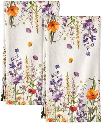 Miss Adola Flour Sack Kitchen Towels Set of 2, Wildflower by MissAdola