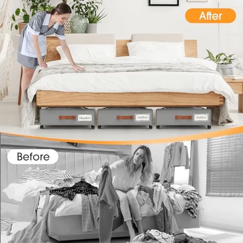 Under Bed Storage with Wheels 3Pack Storage Containers with Clear Window - Image 6