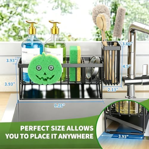 Cisily 9.25'' ponge Holder for Kitchen Sink, Smiley Face Sink Caddy - Image 3