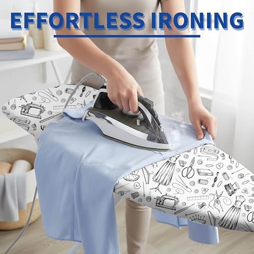 Ironing Board Cover and Pad, Thick Scorch Resistant Padding Gray Sewing Print - Image 5