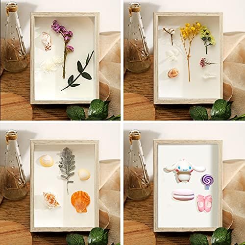 8x10 Shadow Box Frame Display Case, Wood with Plexiglass, Display Case Box for Memorabilia, Medal, Crafts,Tickets and Photos, Picture Frame for Wall and Tabletop (3pcs-Natural Wood, 8x10)
