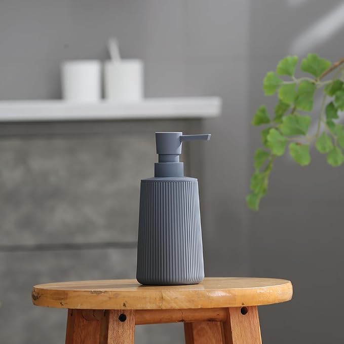 YAUKPH Small Soap Dispenser for Bathroom and Kitchen Matte Gray | Modern - Image 4