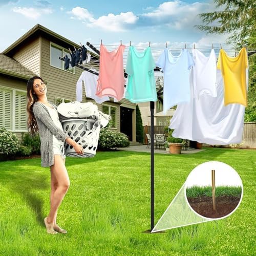 Umbrella Clothesline Outdoor, Rotary Retractable Clothes Line Outdoors - Image 2