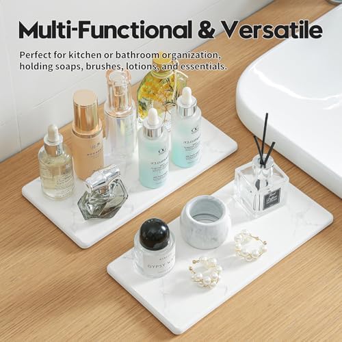 2PCS 10"x 5" Large Bathroom Sink Vanity Trays, Water Absorbing Diatomite Stone - Image 4