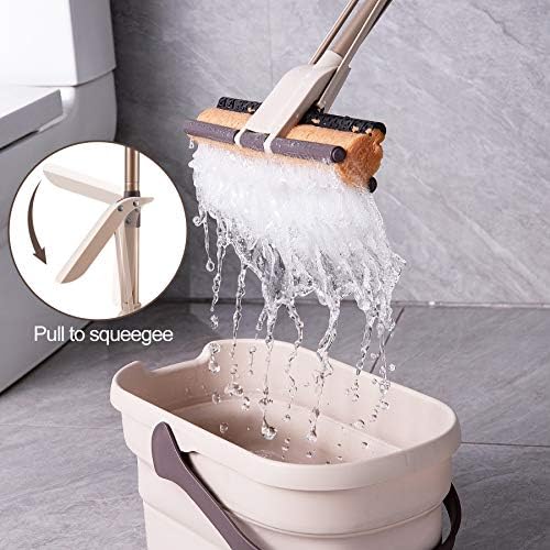Eyliden Sponge Mop with 2 Reusable Heads, Self-Wringing Floor Absorbent Mop - Image 4