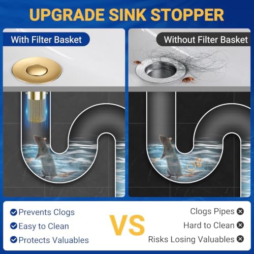 Bathroom Sink Drain Strainer, Pop-Up Bathroom Sink Stopper - Image 5