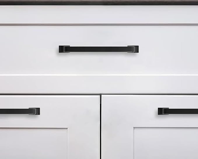 Khtumeware 2 Pack 8 Inch Matte Black Cabinet Handles - Drawer Pulls for Kitchen Cabinets, Cupboards, and Drawers - Hardware Handles