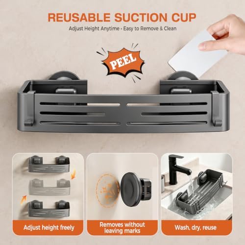 Lekesky Suction Cup Shower Caddy, No Drill Shower Shelves - Image 5