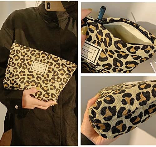 SxoSyo Leopard Makeup Bags, Large Canvas Cosmetic Pouch - Image 3