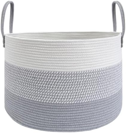 JMvicyroam 115L Extra Large Machine Washable Cotton Rope Blanket Basket by JMvicyroam