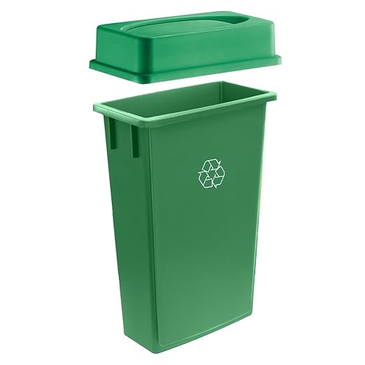 3 pack 23 Gallon Waste Bin with Swing Lid, Heavy-Duty Trash Can, Slim Rectangular Garbage Bin, Durable Waste Container, Recycling Bin, Plastic Wastebasket for Kitchen, Garage, Restaurants, Office
