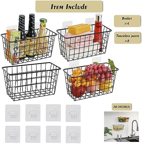 JUNCHU CHERRY 4 Pack Hanging Sorage Basket, Bathroom Basket, Household Goods - Image 3