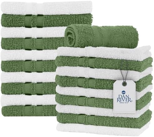 DAN RIVER 100% Cotton Washcloths 20 Pack Premium Quality Face and Body Cloth by DanRiver
