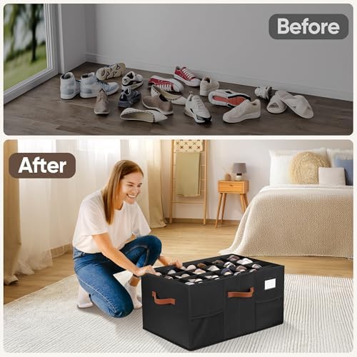 Shoe Organizer for Closet, Adjustable Storage Box Holds 24 Pairs - Image 5