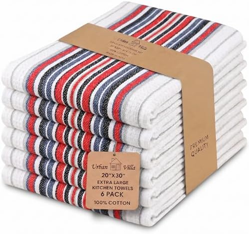 Urban Villa Kitchen Towels Cotton Dish Towels 20”x30” White by CottonTrends