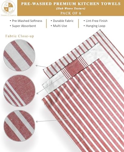 Pack of 6 Cotton Kitchen Towels Set, Dish Towels, Cleaning Rags, Kitchen Dish - Image 3