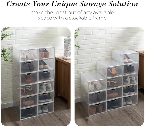 Simplify Set of 12 Stackable Shoe Boxes | Customizable | Fits Size 11 Shoes | - Image 2