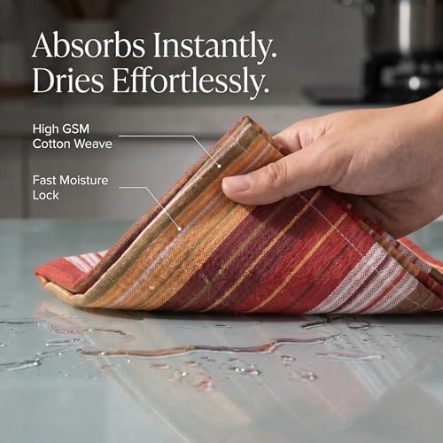 Urban Villa Kitchen Towel Cotton Dish Towel 20”x30” Harvest Stripe - Image 2