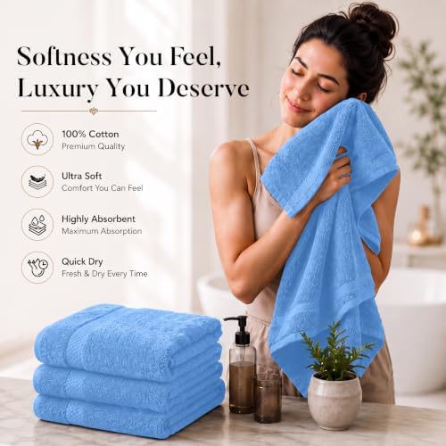 DAN RIVER 600 GSM Cotton Large Bath Towels Set of 4, 27 x 54 Inches - Image 6