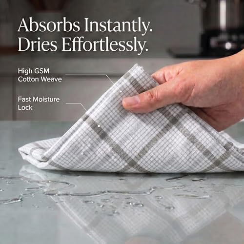 Urban Villa Kitchen Towels Cotton Dish Towels 20”x30” Tiny Checks - Image 2