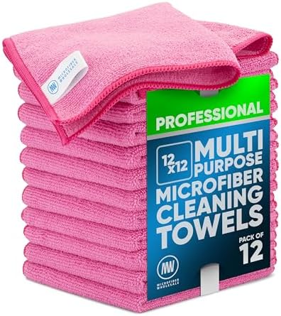 MW PRO Microfiber Cleaning Cloths Pink by MicrofiberWholesale