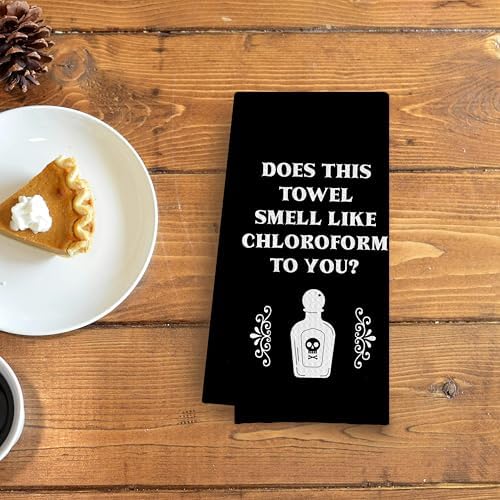 Funny Kitchen Dish Towels -Funny Black Bathroom Hand Towel Decor, Gothic - Image 3