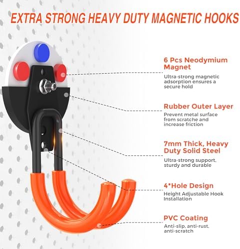 3 PCS Magnetic Garage Storage Hooks, Strong Magnetic Hooks Heavy Duty, Large - Image 2
