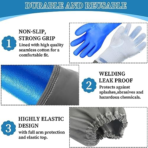 Eiito Extra-Long 26" Rubber Pond Gloves, Chemical Resistant PVC Reusable Heavy - Image 2