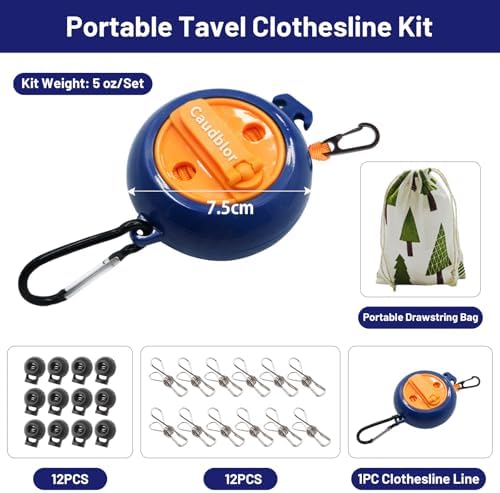 Portable Travel Clothesline, 33ft Camping Clothes line - Image 4