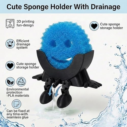 Creative Drainage Sponge Holder: Traceless Glue, 3D Printed Funny Kitchen Sink - Image 2