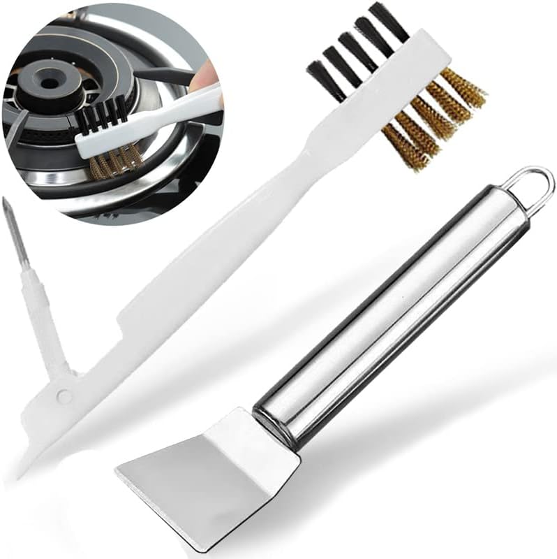 2pcs Kitchen Gas Stove Cleaning Brass Wire Brush Putty Scraper Rust Grease by leuapl