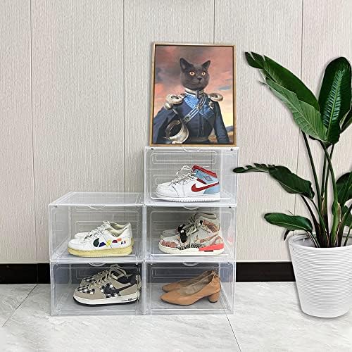 8 PACK XL Shoe Storage Box, Drop Side Sneaker Display Case, Shoe Boxes Clear - Image 4