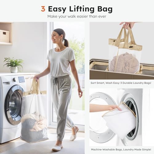 SOLEDI 180L 3-Section Laundry Hamper - Image 4