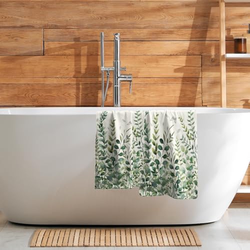 Sage Green Eucalyptus Hand Bath Towel Watercolor Leaves Butterfly Soft - Image 7