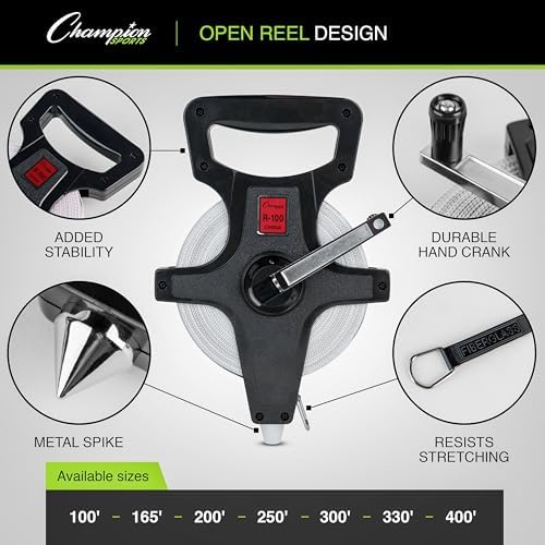 Champion Sports Open Reel Measuring Tapes – Durable Hand Crank - Image 3