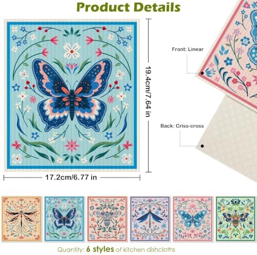 6 Pcs Swedish Paper Cloths for Kitchen, Reusable Paper Towels Washable - Image 2