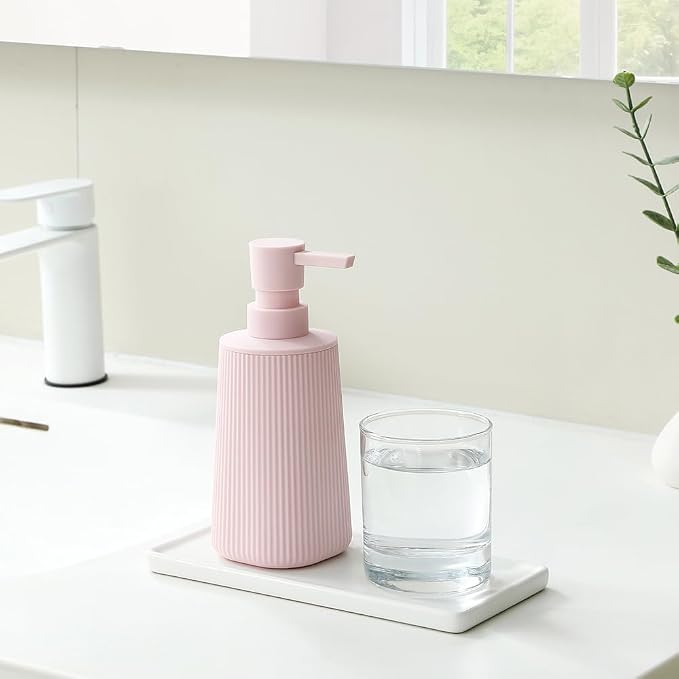 YAUKPH Small Soap Dispenser for Bathroom and Kitchen Matte Pink for Girls | - Image 2