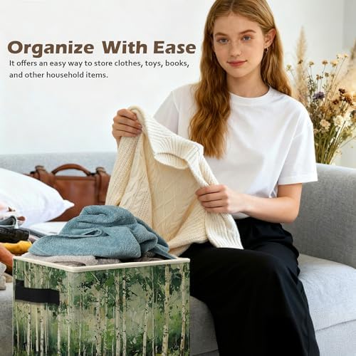 Modern Abstract Birch Tree Storage Box Bins, Decor - Image 5