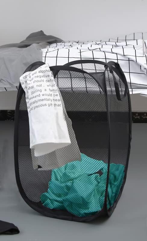 2 Pack Pop Up Laundry Hampers, Collapsible Mesh Laundry Basket Black | Foldable - Image 8