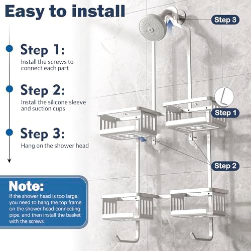Aluminum Shower Caddy Hanging for Handheld Showerheads, Never Rust Shower - Image 7