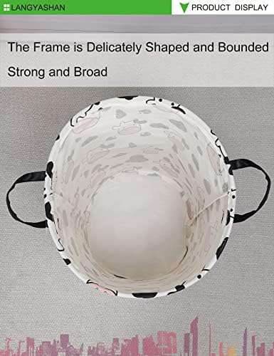 Round Laundry Basket Collapsible Storage Hamper Organizer Spotted Cow - Image 6