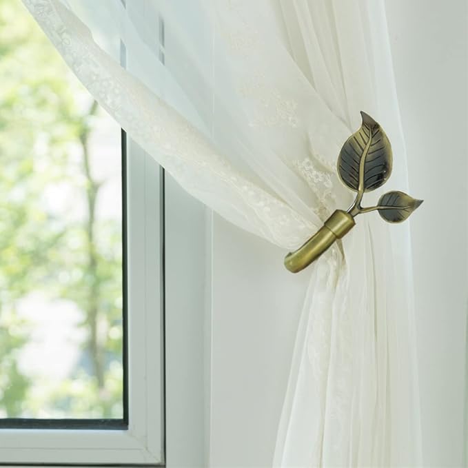 HIKMLK Leaf Shaped Curtain Tieback Holdbacks 2pcs, Handmade Metal Curtain Side - Image 6